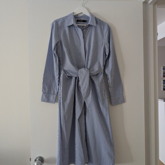 Ralph Loren Striped Blue Shirt Dress Size 4 - Picture 1 of 2
